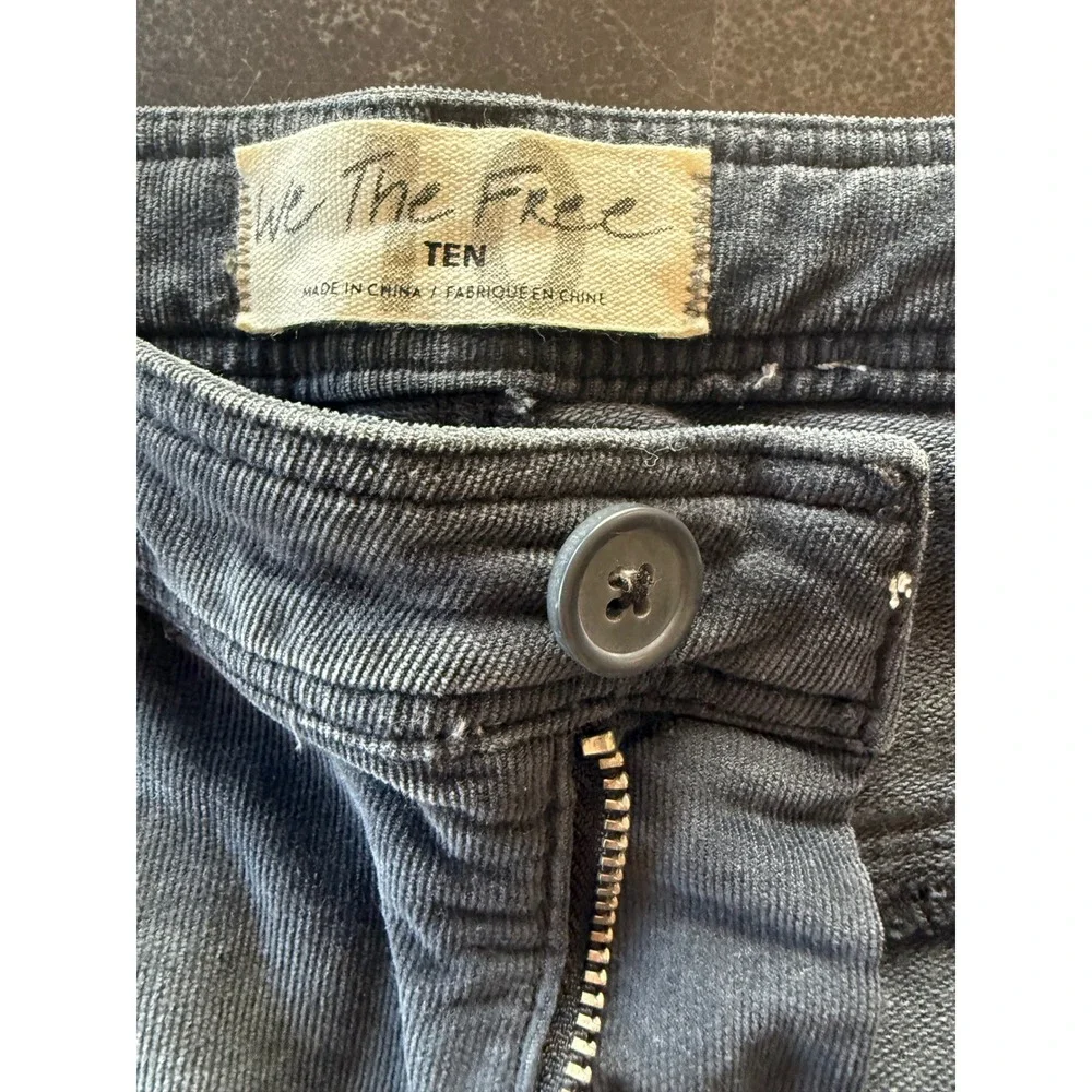 We The Free Free People High Rise Corduroy Pants Gray Slim Fit OB1188064 Size 10